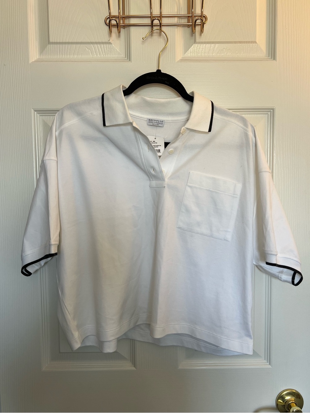 NWT Brunello Cucinelli White Cropped Polo